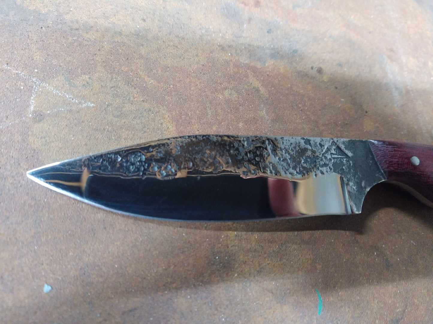 couteau fixe manche en amarante et loupe d'Amboine